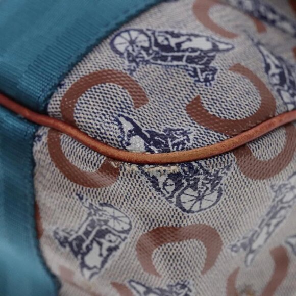 CELINE C Sulky Shoulder Bag PVC Gray Brown gold Auth 92150 - Picture 12 of 16